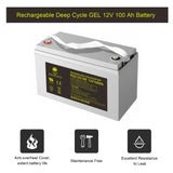 12-100Ah Rechargeable Gel Deep Cycle 12V 100 Ah Battery
