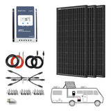 300 Watt 12 Volt All Black Monocrystalline Solar RV Kit w/ 30A MPPT Charge Controller (3x100W Kit)